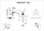 Светильник настенный бра Arte lamp A6905AP-1AB SAFARI