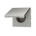 JUNG LS 990 Алюминий Розетка с/з с крышкой безвинт зажим (AL1520KL)