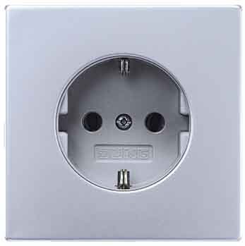 JUNG LS 990 Алюминий Розетка с/з с защитными шторками винт зажим (AL2521KI) JUNG LS 990 Алюминий Розетка с/з с защитными шторками винт зажим (AL2521KI)