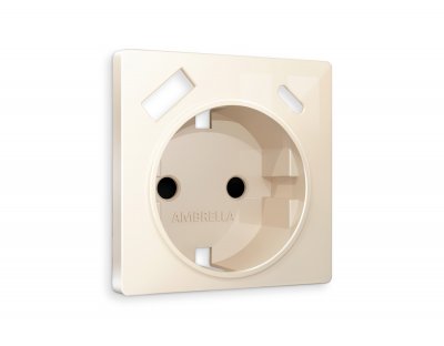 Лицевая панель ALFA (Бежевый глянец) для электрической розетки с заземлением со шторками 2USB A+C QUANT AP3100 Ambrella Volt