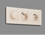 Лицевая панель ALFA (Бежевый матовый) для электрической розетки с/з со шторками QUANT AP3270 Ambrella Volt
