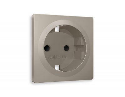 Лицевая панель ALFA (Серо-бежевый матовый) для электрической розетки с/з со шторками QUANT AP3670 Ambrella Volt