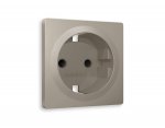 Лицевая панель ALFA (Серо-бежевый матовый) для электрической розетки с/з со шторками QUANT AP3670 Ambrella Volt