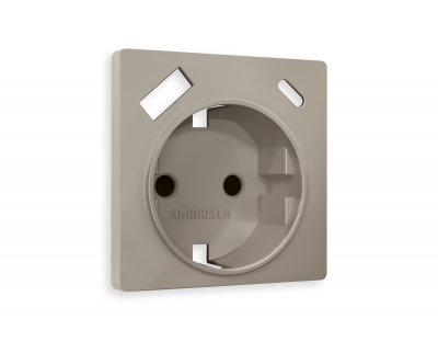 Лицевая панель ALFA (Серо-бежевый матовый) для электрической розетки с/з со шторками 2USB A+C QUANT AP3700 Ambrella Volt