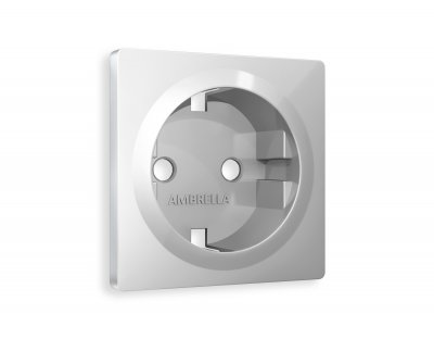 Лицевая панель ALFA (Серебро глянец) для электрической розетки с заземлением QUANT AP4060 Ambrella Volt