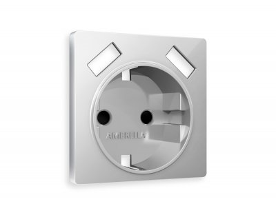 Лицевая панель ALFA (Серебро глянец) для электрической розетки с заземлением со шторками 2USB A+A QUANT AP4090 Ambrella Volt Лицевая панель ALFA (Серебро глянец) для электрической розетки с заземлением со шторками 2USB A+A QUANT AP4090 Ambrella Volt
