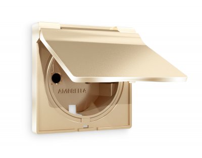Лицевая панель ALFA (Шампань) для электрической розетки с заземлением со шторками и крышкой IP44 AP6080 Ambrella Volt Лицевая панель ALFA (Шампань) для электрической розетки с заземлением со шторками и крышкой IP44 AP6080 Ambrella Volt