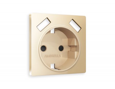 Лицевая панель ALFA (Шампань) для электрической розетки с заземлением со шторками 2USB A+A QUANT AP6090 Ambrella Volt Лицевая панель ALFA (Шампань) для электрической розетки с заземлением со шторками 2USB A+A QUANT AP6090 Ambrella Volt