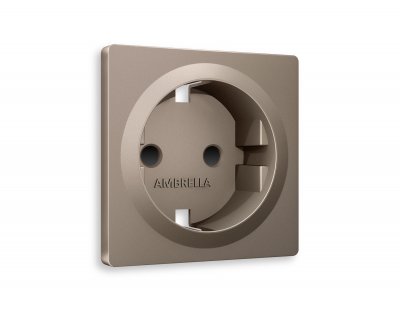 Лицевая панель ALFA (Темная бронза матовый) для электрической розетки с заземлением со шторками QUANT AP637 Ambrella Volt