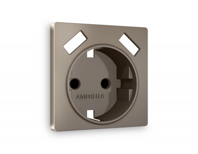 Лицевая панель ALFA (Темная бронза матовый) для электрической розетки с заземлением со шторками 2USB A+A QUANT AP6390 Ambrella Volt