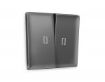 Лицевая панель ALFA (Антрацит серый) для 2-клавишных выключателей с подсветкой QUANT AP6540 Ambrella Volt