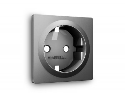 Лицевая панель ALFA (Антрацит серый) для электрической розетки с заземлением QUANT AP6560 Ambrella Volt