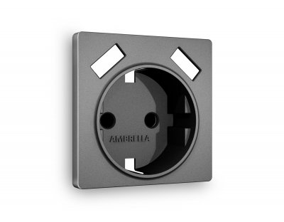 Лицевая панель ALFA (Антрацит серый) для электрической розетки с заземлением со шторками 2USB A+A QUANT AP6590 Ambrella Volt