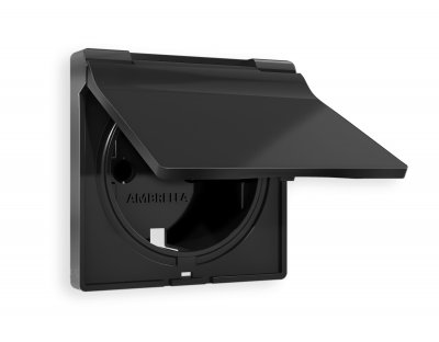 Лицевая панель ALFA (Черный матовый) для электрической розетки с заземлением со шторками и крышкой IP44 QUANT AP8080 Ambrella Volt Лицевая панель ALFA (Черный матовый) для электрической розетки с заземлением со шторками и крышкой IP44 QUANT AP8080 Ambrella Volt