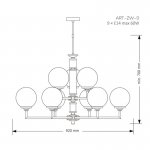 Люстра KUTEK MOOD ARTU GLASS ART-ZW-9 (ZM) G