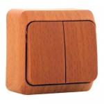 Lexel Этюд Дача Темный бук Выключатель 2-клавишный