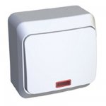 Lexel Этюд Одноклавишный выключатель с подсветкой (СХ.1) белый (накладные) (BA10-005b)