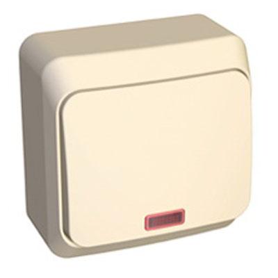 Lexel Этюд Одноклавишный выключатель с подсветкой (СХ.1) кремовый (накладные) (BA10-005k) Lexel Этюд Одноклавишный выключатель с подсветкой (СХ.1) кремовый (накладные) (BA10-005k)