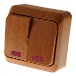 Lexel Этюд Дача Темный бук Выключатель 2-клавишный с подсветкой