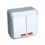 Lexel Этюд Двухклавишный выключатель с подсветкой (СХ.5) белый (накладные) (BA10-006b)