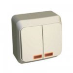 Lexel Этюд Двухклавишный выключатель с подсветкой (СХ.5) кремовый (накладные) (BA10-006k)