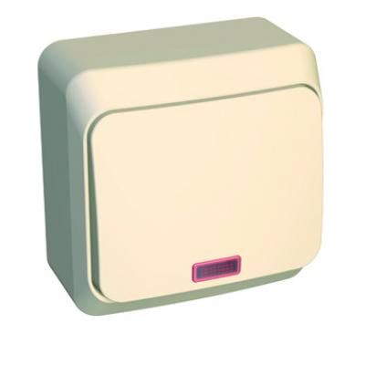 Lexel Этюд 1-кл. выключатель/переключатель с подсветкой кремовый (накладные)(BA10-007k)