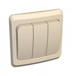 Lexel Этюд выключатель трехклавишный кремовый (скр.устан.) (BC10-003k)