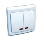 Lexel Этюд Двухклавишный выключатель с подсветкой (СХ.5) белый (скр.устан.) (BC10-006b)