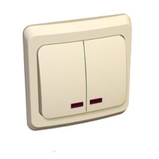 Lexel Этюд Двухклавишный выключатель с подсветкой (СХ.5) кремовый (скр.устан.) (BC10-006k) Lexel Этюд Двухклавишный выключатель с подсветкой (СХ.5) кремовый (скр.устан.) (BC10-006k)