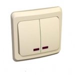 Lexel Этюд Двухклавишный выключатель с подсветкой (СХ.5) кремовый (скр.устан.) (BC10-006k)