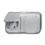 Розетка двойная горизонтальная 2Р+Е IP44 для открытого монтажа Duro 2000 WS серый BJE20/2 EWS