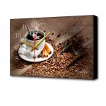 Картина с часами BL-2211 Topposters чашка кофе