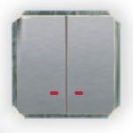 Гуси-Электрик С1В29-004 Механизм выключателя двухклавишного, (красный СИ), 10 А,250V,матовое серебро