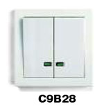 Гуси-Электрик С9В28-001 Выключатель двухкл.с зеленым светоиндикатором , 10 А, 250 V, цвет белый