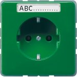 JUNG CD 500/CD plus Зеленый Розетка с/з с защитными шторками и полем для надписи (CD520KINABFGN)