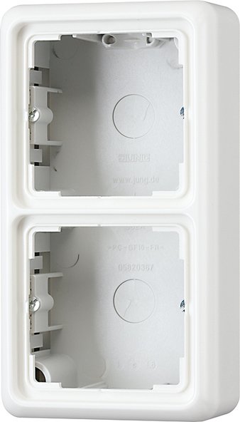 JUNG CD 500/CD plus бежевый Коробка для накладного монтажа 2-я с рамкой (CD582AW) JUNG CD 500/CD plus бежевый Коробка для накладного монтажа 2-я с рамкой (CD582AW)