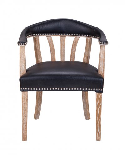 Мягкий стул с подлокотниками Tanner Black Leather MAK interior CH-262-BGL Черный