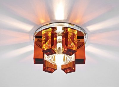 Светильник точечный Ambrella D1017 CL/TI/CH хром/янтарный G5.3 CRYSTAL SPOT