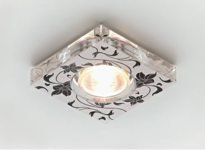 Светильник Ambrella D2035 W/BK белый/черные цветы MR16 Светильник Ambrella D2035 W/BK белый/черные цветы MR16