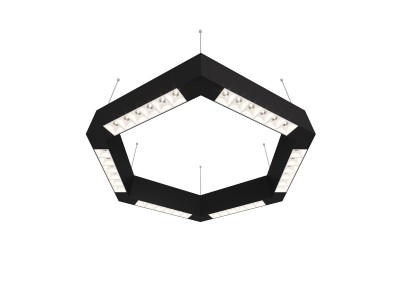 Donolux Led св-к подвесной, 36W, 500х433мм, H71,5мм, 2560Lm, 48°, 3000К, IP20, корпус черный, белые модули, черный декор,  блок питания AC/DC 24V в комплекте