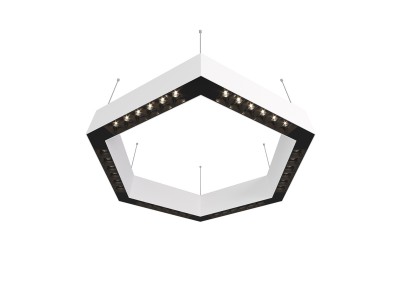 Donolux Led св-к подвесной, 36W, 500х433мм, H71,5мм, 2700Lm, 34°, 3000К, IP20, корпус белый, черные модули, черный декор,  блок питания AC/DC 24V в комплекте