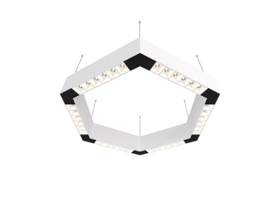 Donolux Led св-к подвесной, 36W, 500х433мм, H71,5мм, 2560Lm, 48°, 3000К, IP20, корпус белый, белые модули, черный декор,  блок питания AC/DC 24V в комплекте