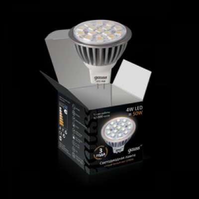 Лампа Gauss Led MR16 4W GU5.3 12V 4100K (= 40W) EB201505204