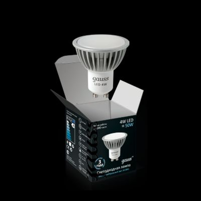 Лампа Gauss Led 4W GU10 220V 4100K (= 40W) EB101506204 Лампа Gauss Led 4W GU10 220V 4100K (= 40W) EB101506204