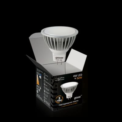 Лампа Gauss Led MR16 4W GU5.3 220V 2700K ЕВ101005104-D (= 40W) димм-я
