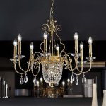 Подвесной светильник Masiero ELEGANTIA 8+1 Oro Lucido-Oro Opaco GLASS