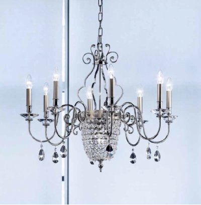 Подвесной светильник Masiero ELEGANTIA 8+1 Chromo Lucido-Cromo Opaco GLASS