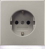 JUNG LS 990 Edelstahl Розетка с/з с защитными шторками безвинт зажим (ES2520KI)
