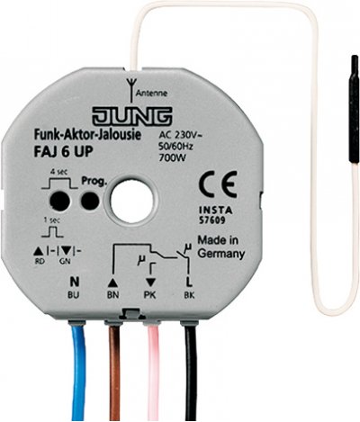 JUNG Радиоуправляемое реле для жалюзи скрытого монтажа в станд монт коробку (FAJ6UP) JUNG Радиоуправляемое реле для жалюзи скрытого монтажа в станд монт коробку (FAJ6UP)