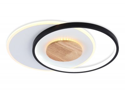 Светильник светодиодный потолочный Ambrella FL4789 WH/BK/WD белый/черный/дерево 54W 3000-6000K 460*365*45 (без ПДУ)